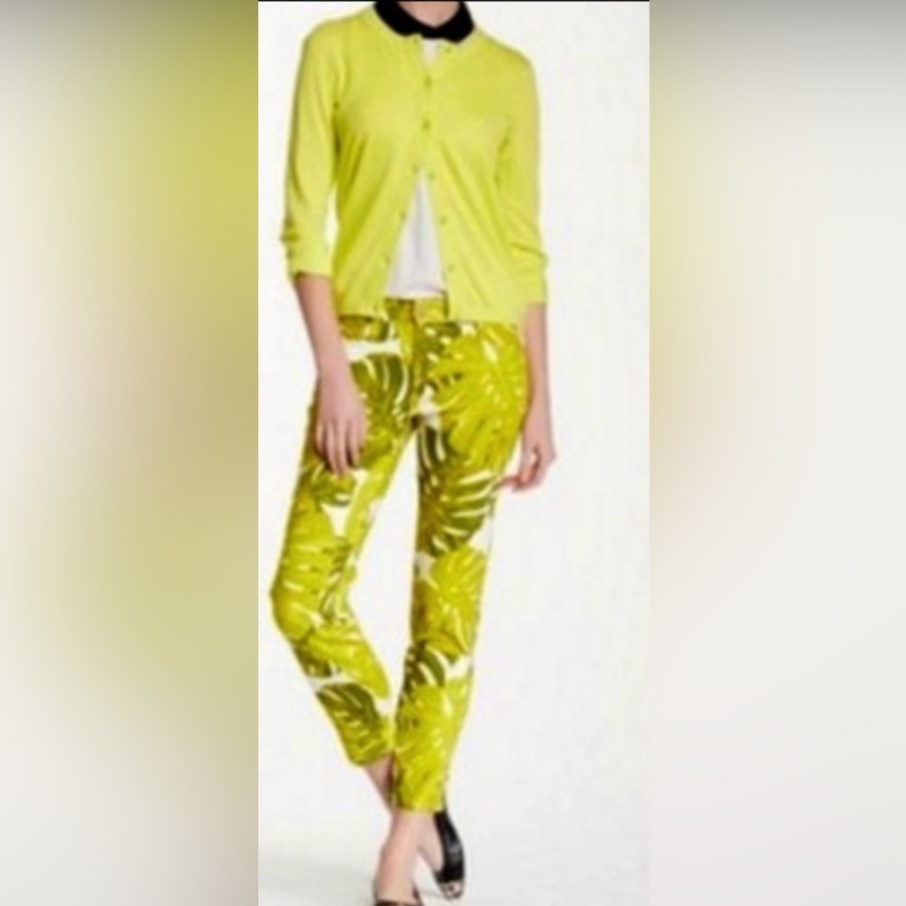 Kate Spade Broome Street Havana Leaf Cropped Jeans‎ Size 28 Green Boho Tropical